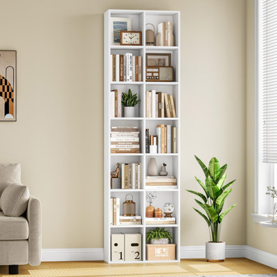 Nyajiah Cube Bookcase with Adjustable Shelves, 70.8" H x 19.6" W White Wood Modern Media & CD Storage