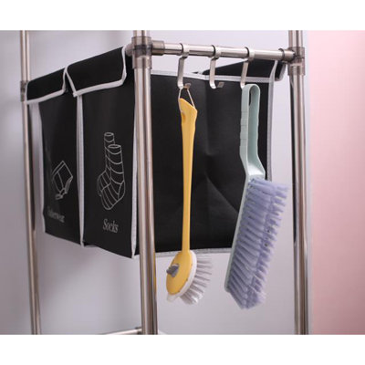 Trieur de linge à 3 niveaux avec 4 sacs amovibles pour l'organisation des vêtements, y compris les lumières et les darks, 3 crochets