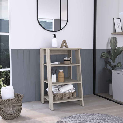 Armoire en lin gris moderne pour le rangement de la cuisine - 4 tablettes et 1 porte, article d'assemblage simple en couleur à construire