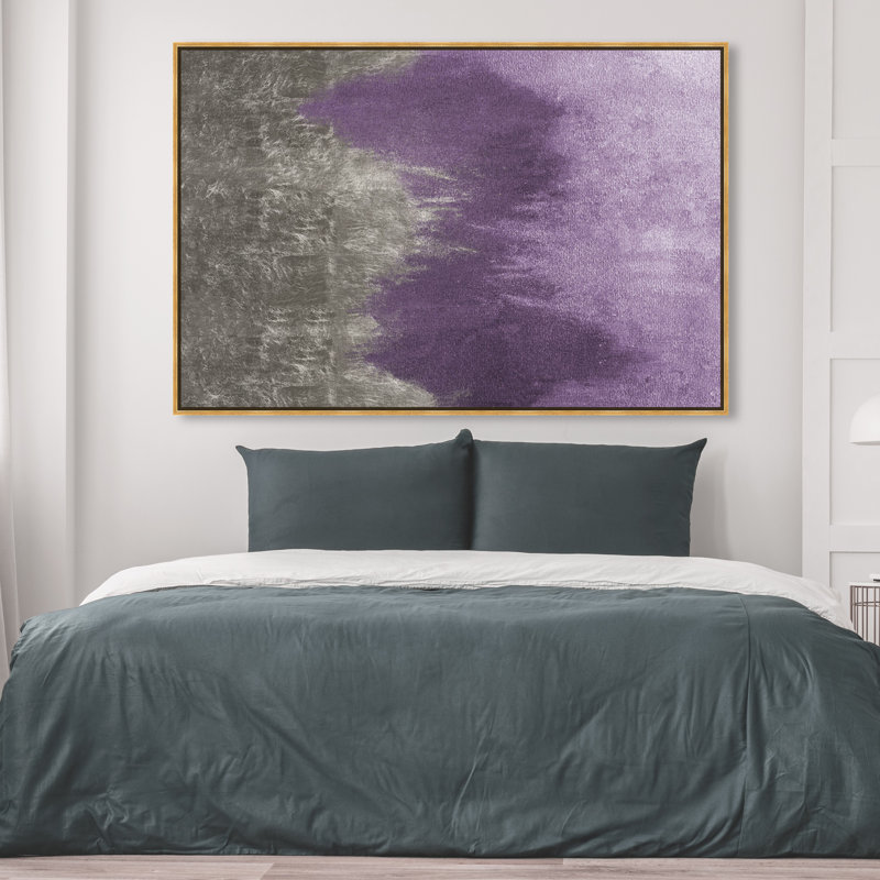 «Abstract Amethyst Waves», reproduction d'art, Encadrement doré, H 36 po x l 54 po
