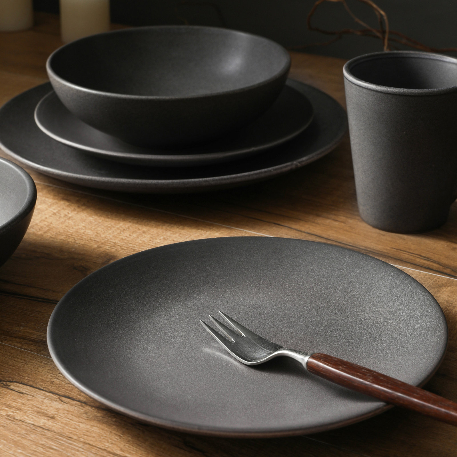 Stoneware Dinnerware Set, Gray