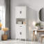 Grande armoire de salle de bain autoportante avec 1 tiroir, 2 armoires, 4 portes à fermeture douce, 2 tablettes réglables et un rangement ouvert-748462247