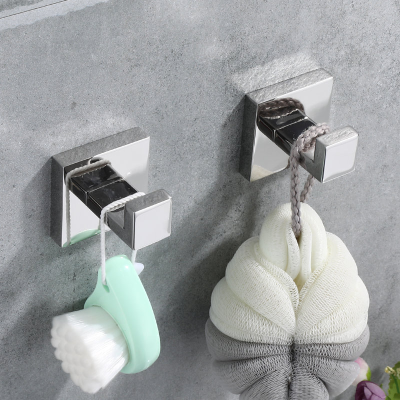 Crochet mural pour peignoir en acier inoxydable, Chrome