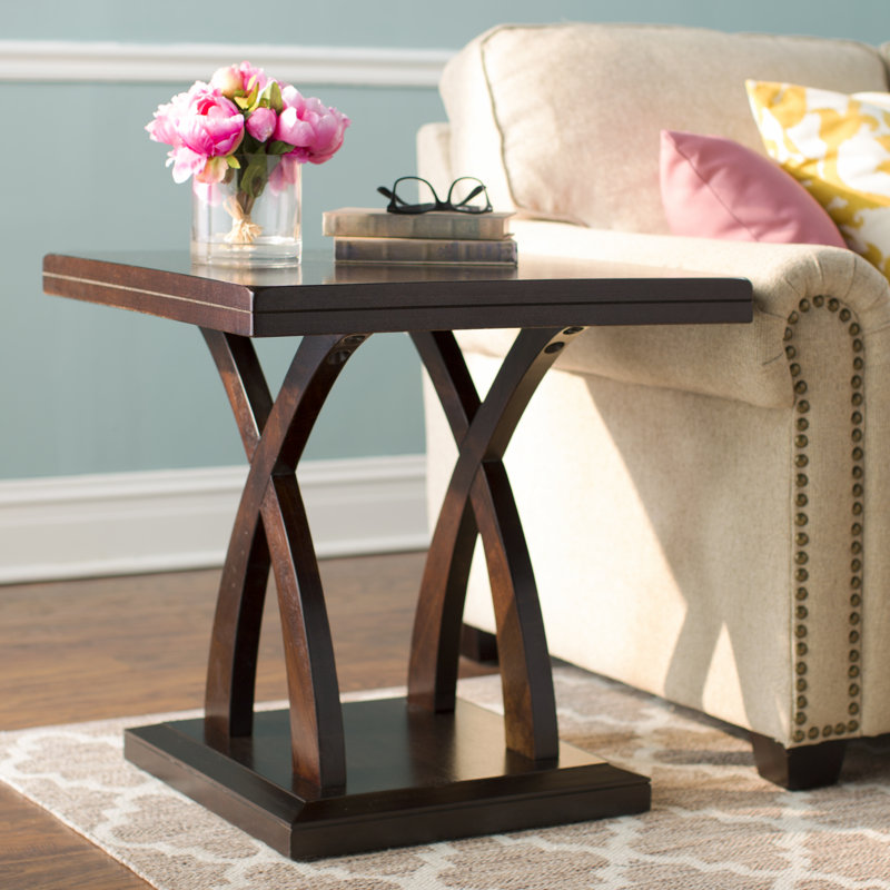 Almeta Solid Wood Top End Table, Light Gray