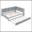 Lit de jour double en bois avec lit gigogne simple, lit de jour avec tablette de rangement et ports de chargement USB-1306843813