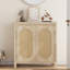 Armoire de rangement en rotin, buffet en bois avec portes et tablettes-1844622739