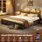 Bed Frame With 4 Drawers, Metal Frame With LED Light And Outlet, Storage Headboard-1584091525-1584027356