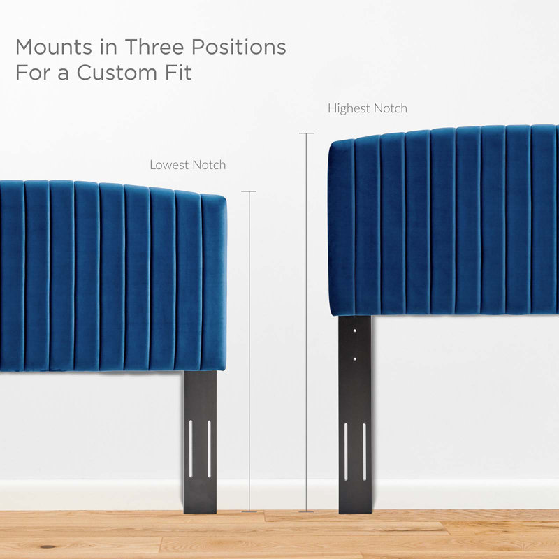 Lit plateforme en velours Alessi Performance par Modway, Double, Bleu marine