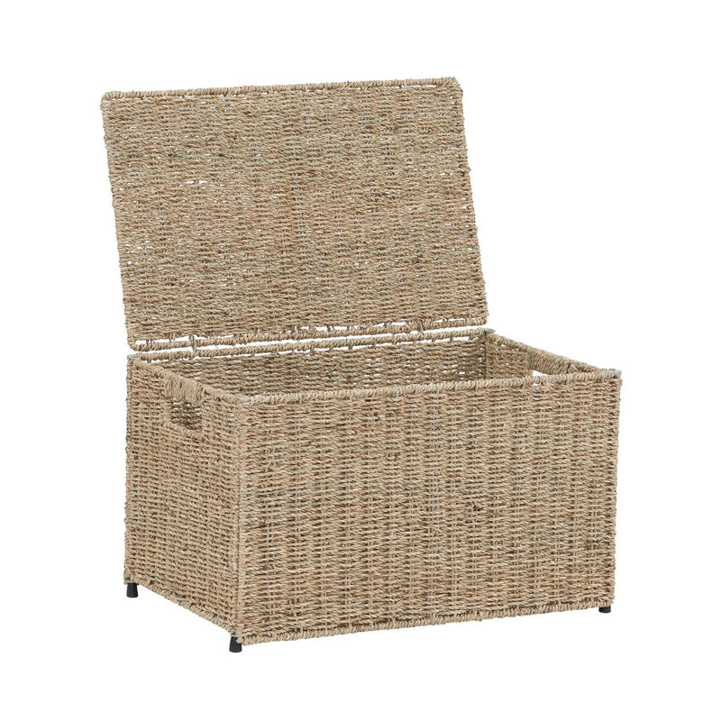 Large Natural Wicker Seagrass Storage Chest with Lift-Off Lid
