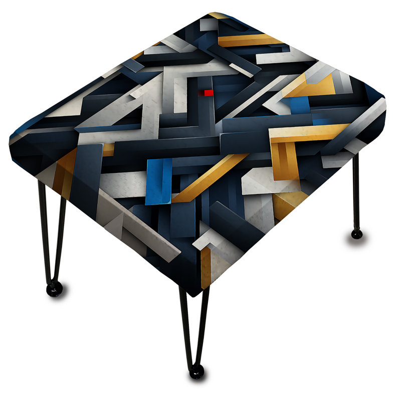 Blue Industrial Geometry Shape Melody - Geometric Rectangle Ottoman