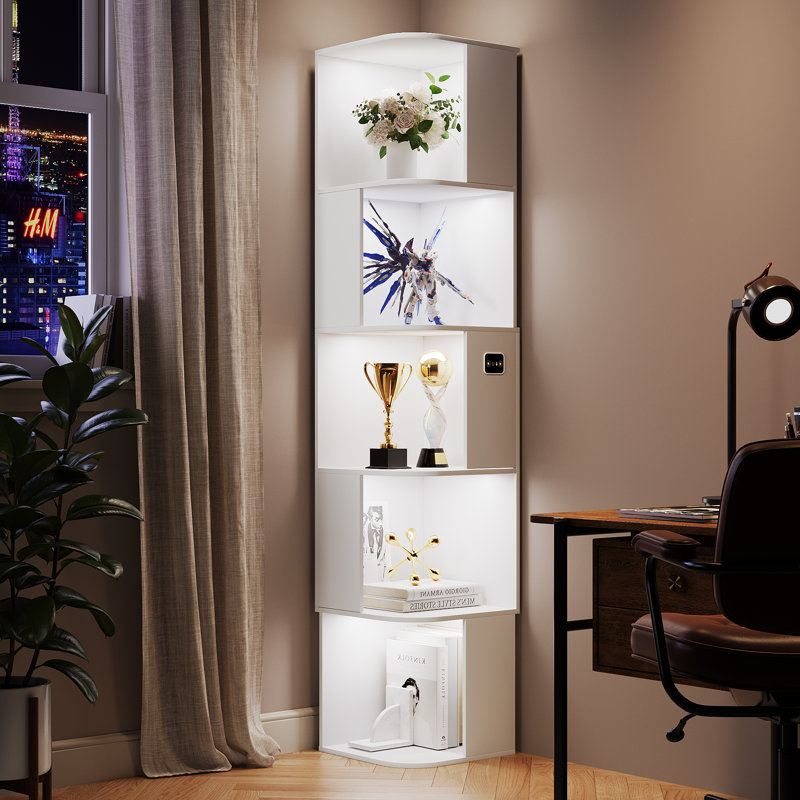 164.6cm H x 35cm W Corner Bookcase, White