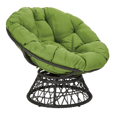 Fauteuil Papasan pivotant de 40 po de largeur en polyester capitonné Leianna