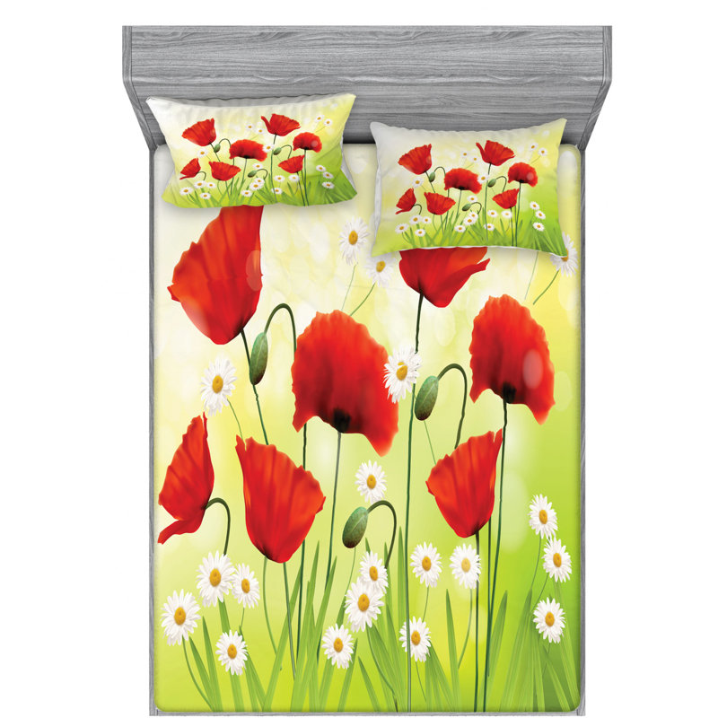 Poppy Microfiber Sheet Set, Queen Sheet Set with Fitted Sheet