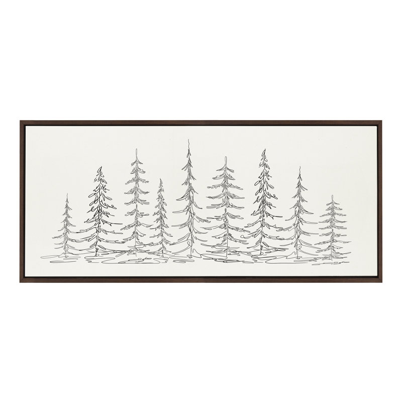 «Minimalist Evergreen Trees S croquis» par The Creative Bunch Studio, reproduction d'art sur toile encadrée, Brun