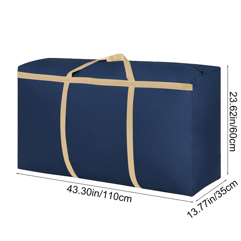  Large Clothes Storage Bags, Heavy Duty Closet Organizers and Storage, Foldable Storage Containers with Reinforced Handle for Clothing, Blanket, Comforter, Pillow, Bedding, Navy