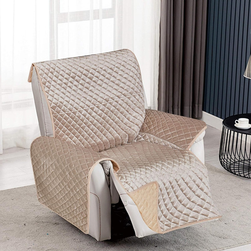 Housse pour fauteuil inclinable en velours antidérapant (28 po), 100 % polyester beige