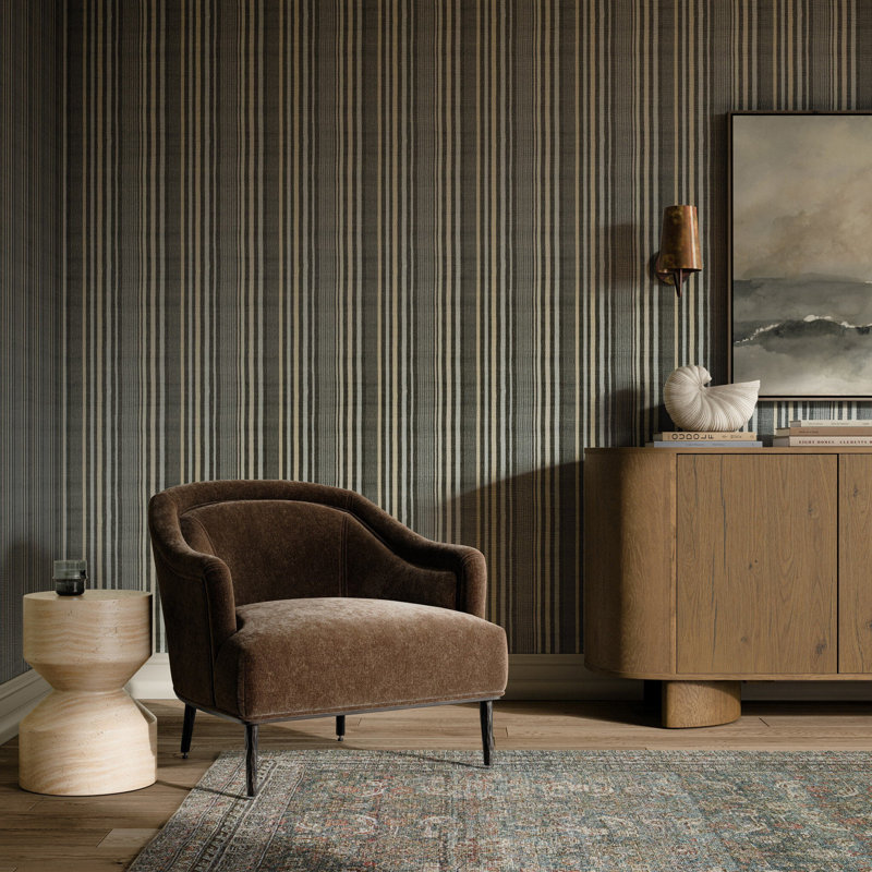 Yarn Dyed Stripe Striped Wallpaper, H 132" x W 52", Yarn Dyed Stripe - Dusk
