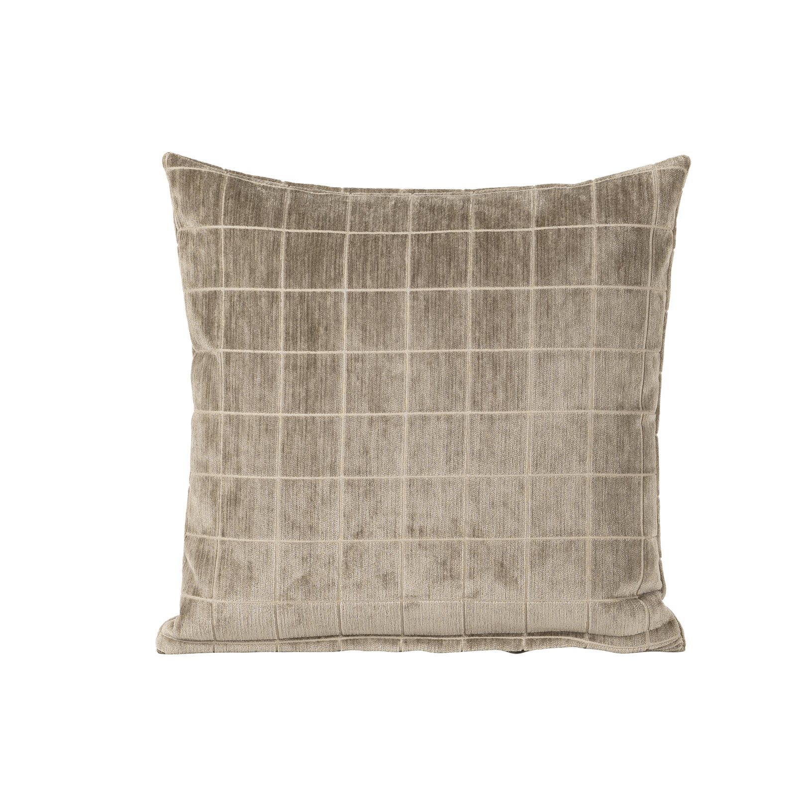 Otterville Velvet Grid Throw Pillow, Mushroom Geometric, 20"H x 20"W, Feather