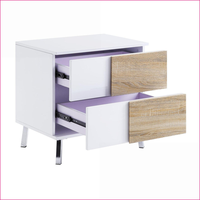 Table basse Verux Table de bout - Rangement de salon moderne avec tiroirs lisses