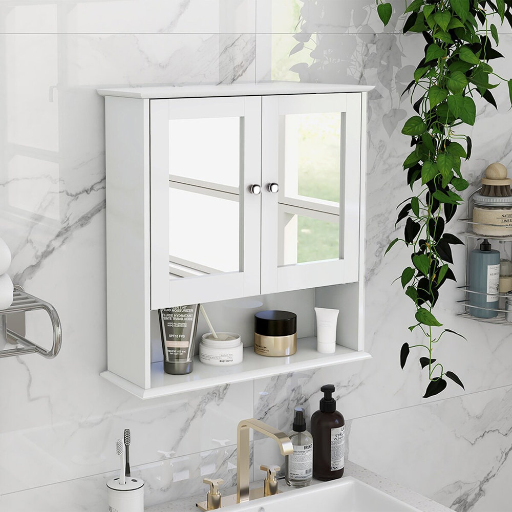 Dampier 560mm W 580mm H Surface Framed Medicine Cabinet Mirror 3 Adjustable