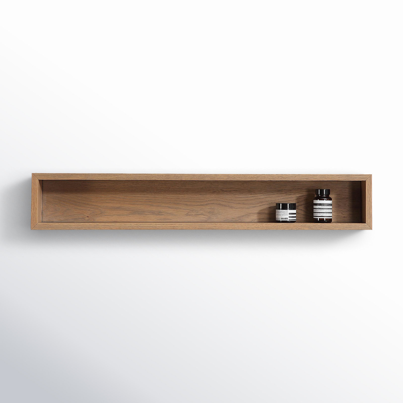 Natural Wood Wall-Mounted Bathroom Shelves, Pecan Oak