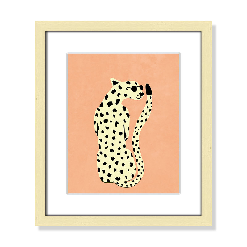 Motif de guépard «Cool» par Oltmanns, L 13 po x H 15 po, Matted Print, Or mat