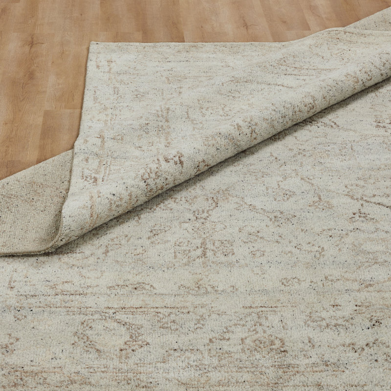 Nomad Haven Wool Hand Knotted Area Rug in Antique Linen, 4' x 6'