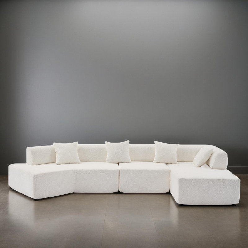 Canapé modulaire en L de 140 po de largeur, Blanc