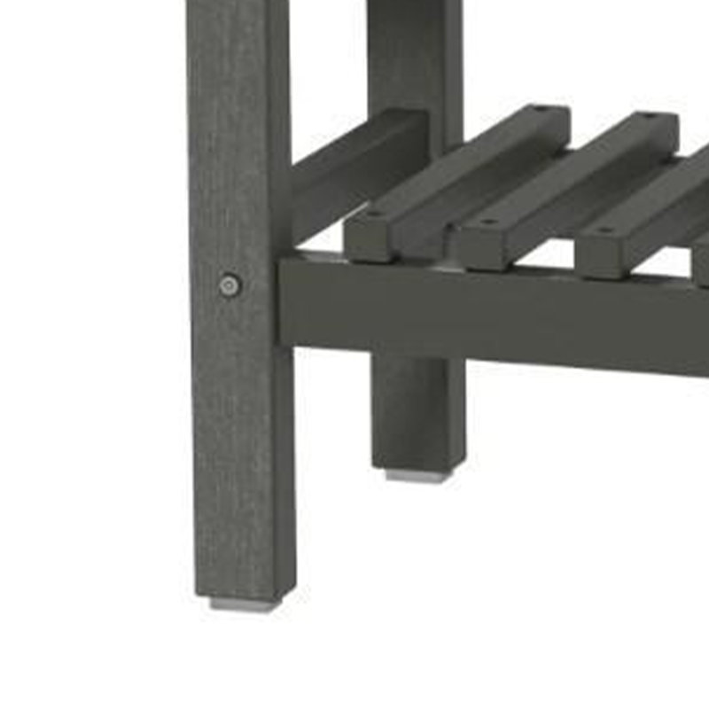 Banc de douche intérieur / extérieur en PEHD avec poignées, tablette de rangement et pieds antidérapants, Gris
