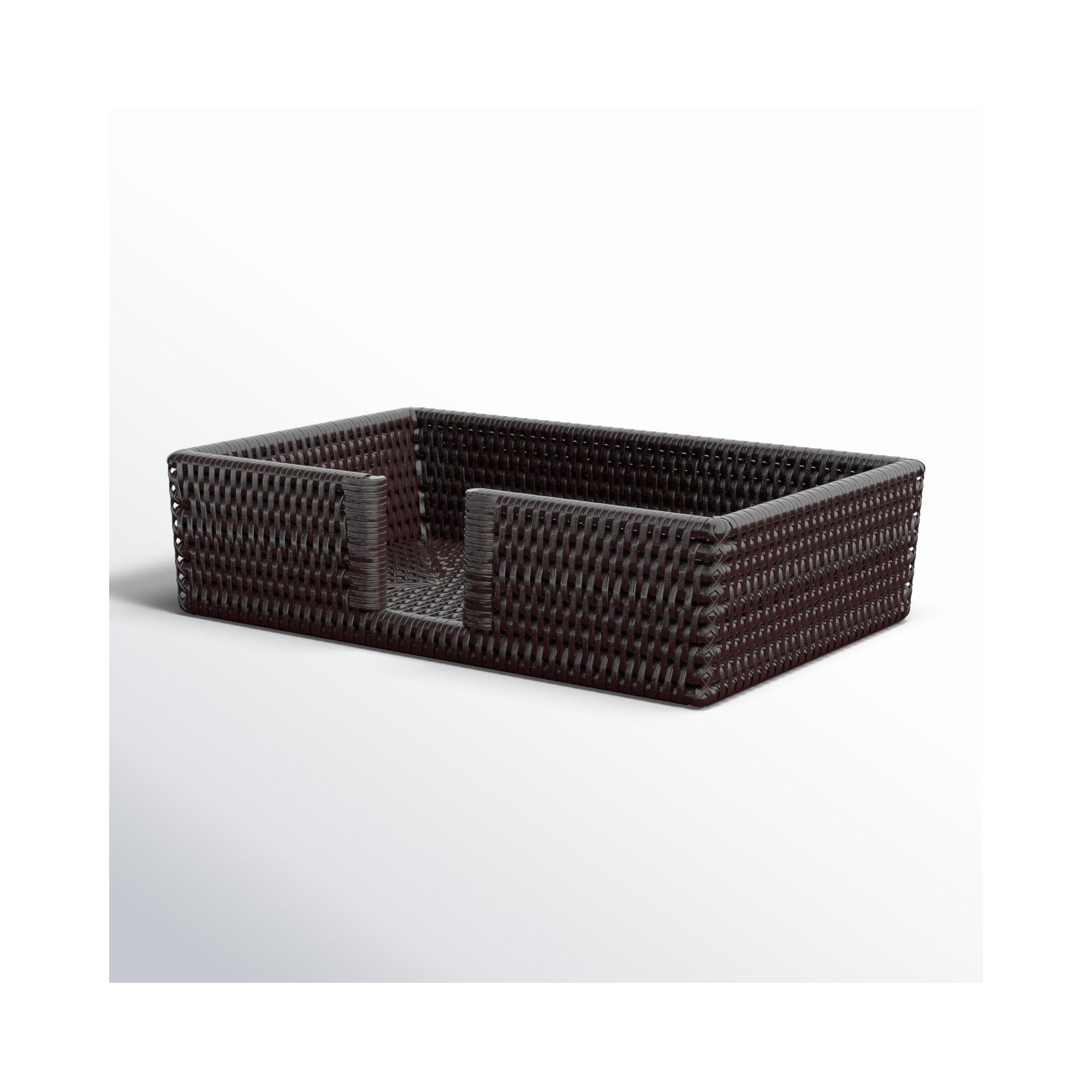 Rattan Guest with Cutout Napkin Holder, Tudor Black