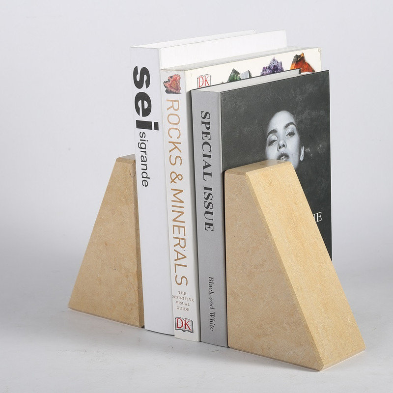 Serre-livres en marbre (ensemble de 2), Beige foncé, H 2,54 po x l 5,93 po x P 3,98 po