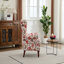 Fauteuil d'appoint de style moderne idéal pour les patios extérieurs avec pieds en bois rétro, fauteuil d'appoint confortable enveloppé dans un tissu, fauteuil d'appoint individuel à motif floral
