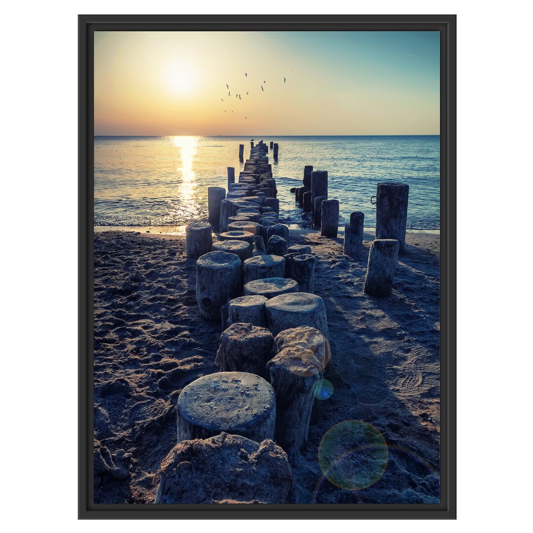 Gerahmter Fotodruck Baumstümpfe auf dem Meer