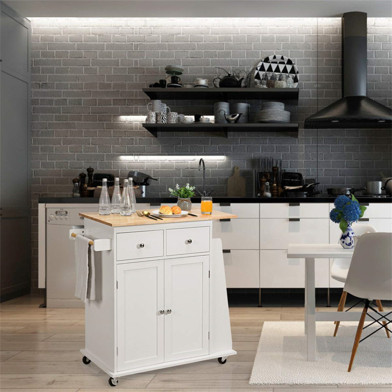Dyako Wood Kitchen Island, White
