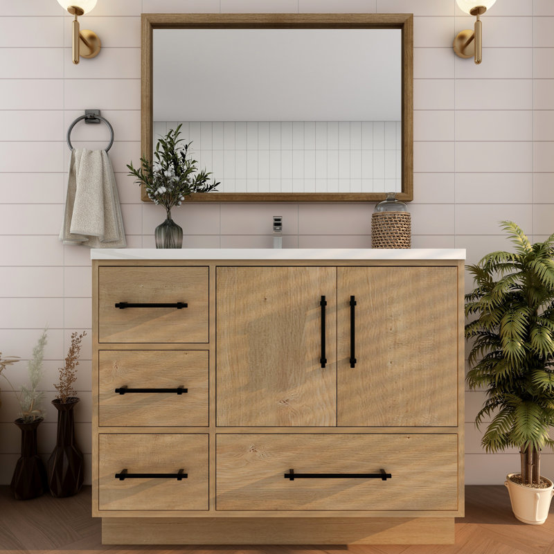 Victoria 41.9'' Single Bathroom Vanity with Acrylic Top, Oak