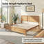 Cadre de lit plateforme en bois avec tête de lit à panneau, base de lit en bois massif de très grande taille, aucun sommier nécessaire, cadre de lit en bois rustique pour chambre à coucher-1000797384