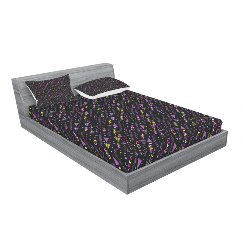 Microfiber Geometric Sheet Set, Full Sheet Set with Fitted Sheet