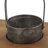Metal Brushed Rectangular Indoor Outdoor Dark Gray Candle Lantern with Brown Wood Tops Set