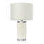 Lampe de table en béton brut avec détails en étain vieilli et abat-jour en lin-1481916723
