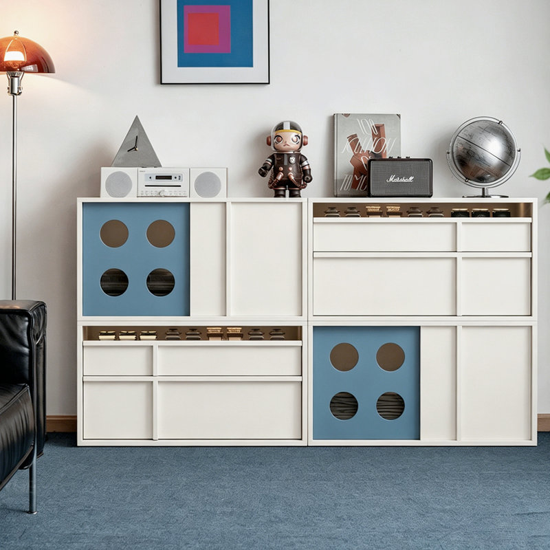 Buffet modulaire en bois massif de cerisier 62,99 po, armoire de rangement multifonctionnelle, meuble télé de salon et commode de chambre d'enfant