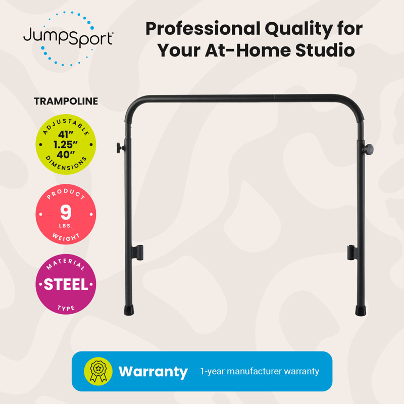 JumpSport Handle Bar Accessory for Arched Leg Fitness Trampolines, 4" H x 4" W x 36" D