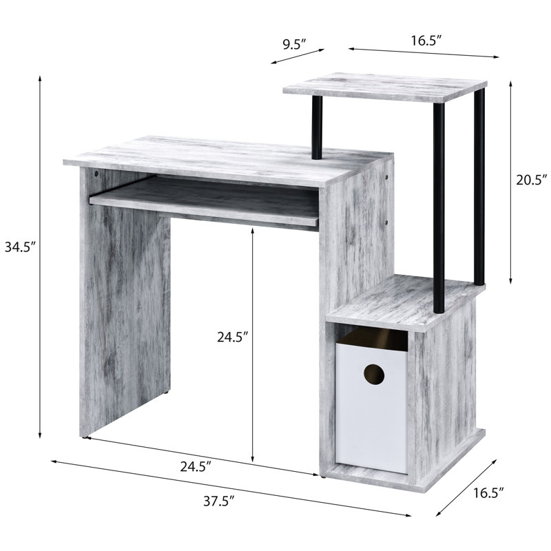 Bureau élégant avec tablette pour clavier, style console antique, noir et blanc.