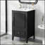 Élégant meuble-lavabo de salle de bain de 20 pouces avec lavabo, armoire à deux portes, tiroir et patins réglables noirs