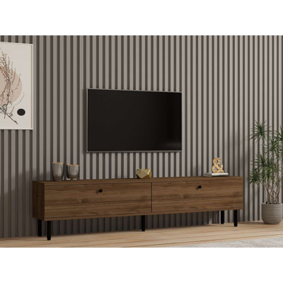 Meuble télé pour téléviseur de 65 po ou moins avec 2 armoires et pieds en métal