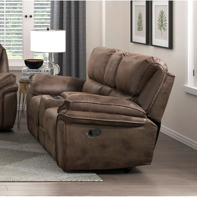 Plush Modern Design Living Room Reclining Loveseat Microfiber Upholstery Solid Wood Frame Furniture 1Pc, Brown