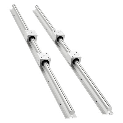 Ensemble de rail linéaire, SBR25, rails de guidage à mouvement linéaire de 2 pièces de 1200 mm (47,24 pouces) et blocs de roulement à 4 pièces, arbre entièrement supporté, pour machines de coupe, de meulage, de fraisage, de perçage et plus encore
