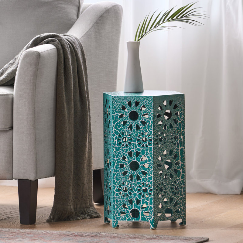 Table d'appoint 12 po ELiana, H 18,5 po x l 12 po x P 12 po, Bleu sarcelle
