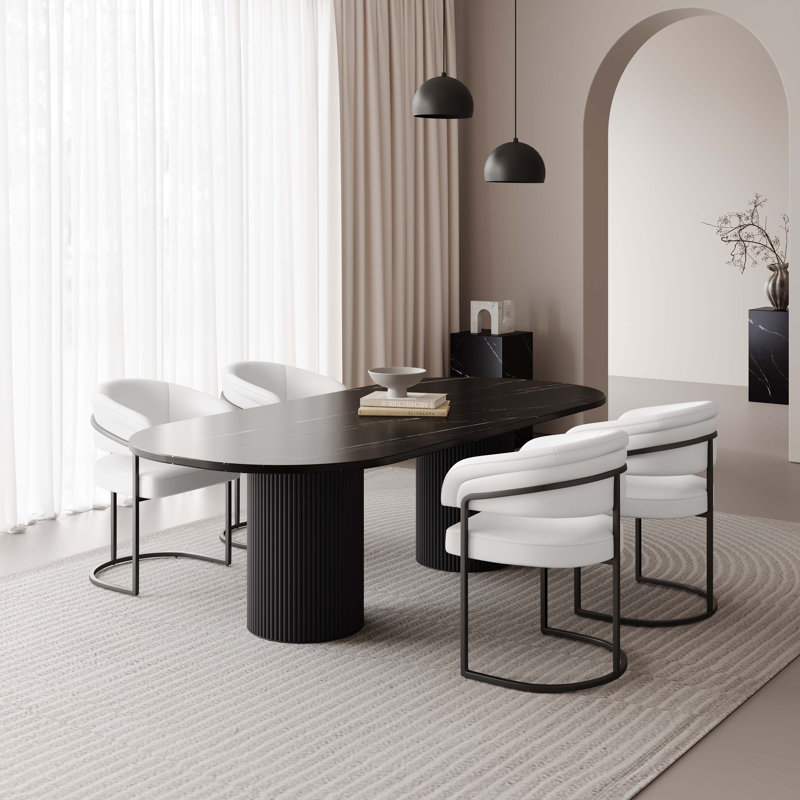 Chaise rembourrée en cuir Augusta, Blanc