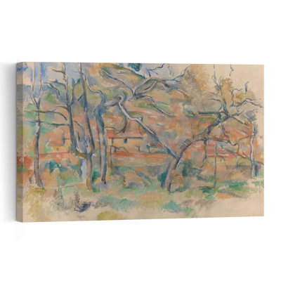 Trees And Houses, Provence, C.1885 Abstract Contemporary Architecture Wall Art Print by Paul Cezanne - 1 Piece Wrapped Canvas Wall Art