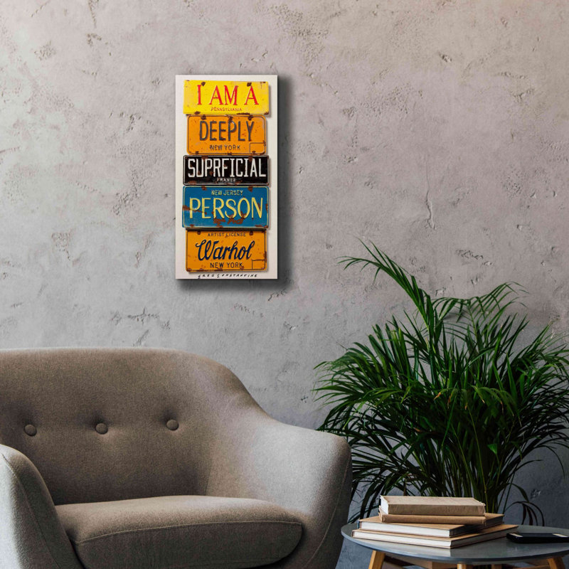 «Durrance Warhol Superficial Personne» par Gregory Constantine, H 24 po x l 12 po x P 0,75 po